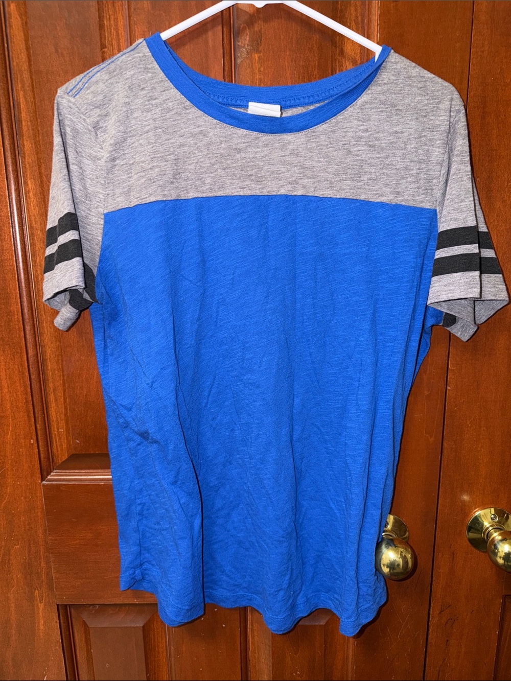 Pink Victoria Secret Blue & Gray Colorblock Short Sleeve Tee